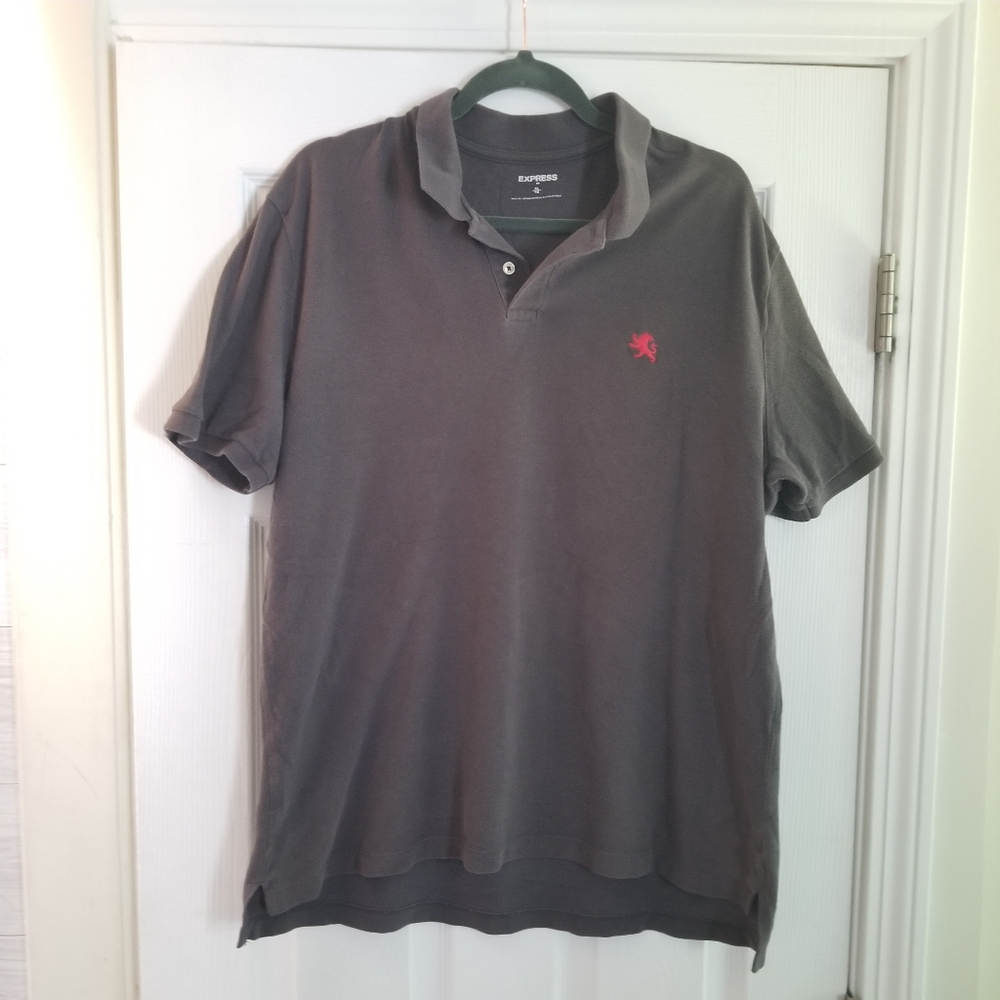 Express Men's Pique Polo Short Sleeve  Charcoal Gray XL